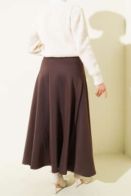 Bağlama Detaylı Scuba Etek Kahve - Etek