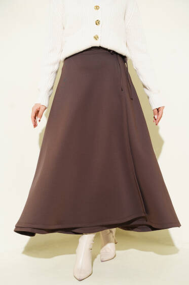 Bağlama Detaylı Scuba Etek Kahve - Günün Seçilenleri