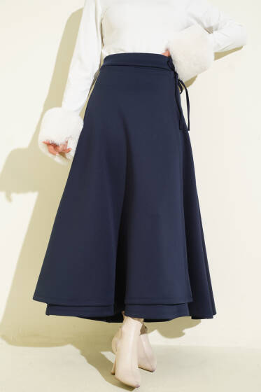 Bağlama Detaylı Scuba Etek Lacivert - Günün Seçilenleri