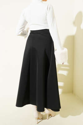 Bağlama Detaylı Scuba Etek Siyah - Etek