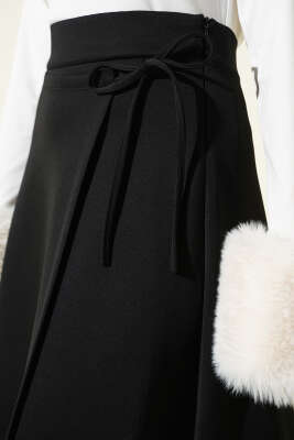 Bağlama Detaylı Scuba Etek Siyah - Etek