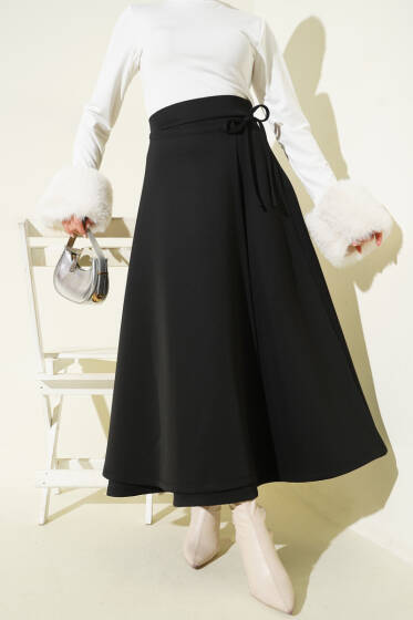 Bağlama Detaylı Scuba Etek Siyah - Günün Seçilenleri