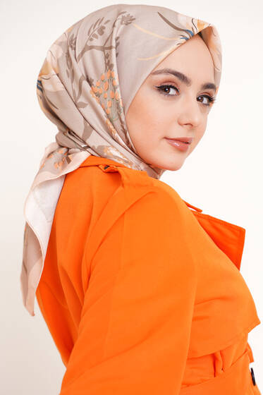 Bahçe Serisi Cotton Eşarp Haki - Black&White