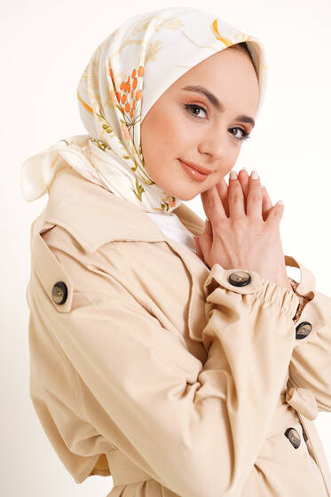 Bahçe Serisi Cotton Eşarp Sarı - Black&White