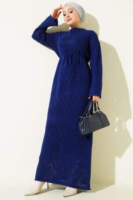 Baklava Desen Ajurlu Triko Elbise Parlement - RAFİMİX