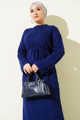 Baklava Desen Ajurlu Triko Elbise Parlement - Elbise