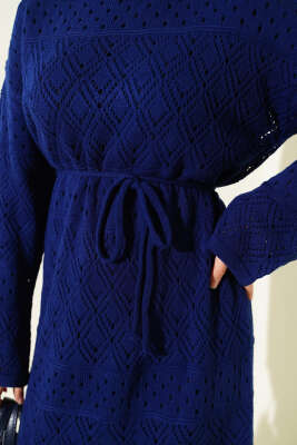 Baklava Desen Ajurlu Triko Elbise Parlement - Elbise