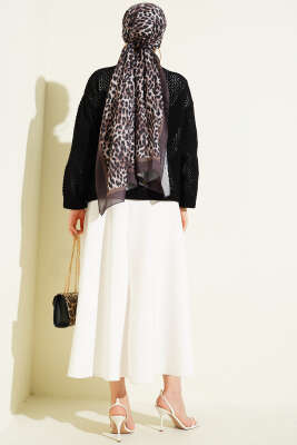 Baklava Desen Ajurlu Triko Kazak Siyah - Yılın Fırsatı