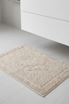 Baklava Desen Ayak Havlusu Bej 