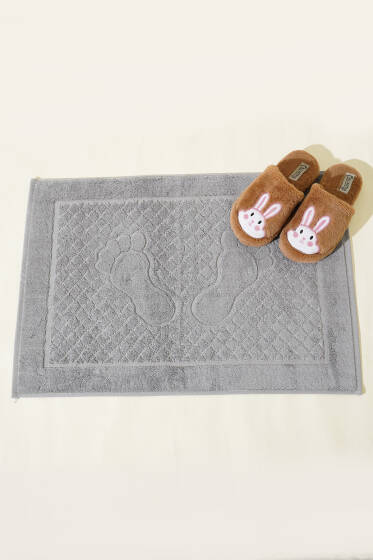 Baklava Desen Ayak Havlusu Gri - Ayak Havlusu