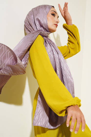 Baklava Desen Jakar Şal Lila - Başörtüsü