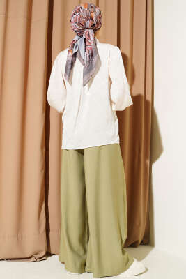 Baklava Desen Jakarlı Gömlek Bej - Gömlek