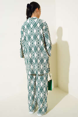 Baklava Desen Kimono Takım Zümrüt - Kadın Giyim Modelleri