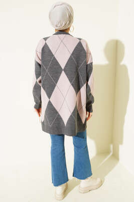 Baklava Desenli Basic Triko Tunik Füme - Tunik