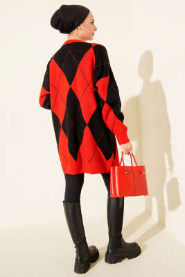 Baklava Desenli Basic Triko Tunik Kırmızı - Günün Seçilenleri