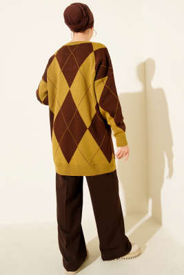 Baklava Desenli Basic Triko Tunik Yağ Yeşili - Günün Seçilenleri