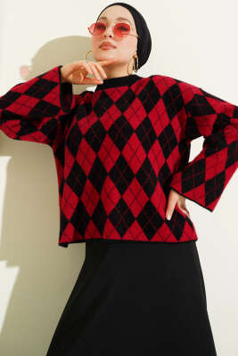 Baklava Desenli Yumoş Kazak Siyah - ARISOY