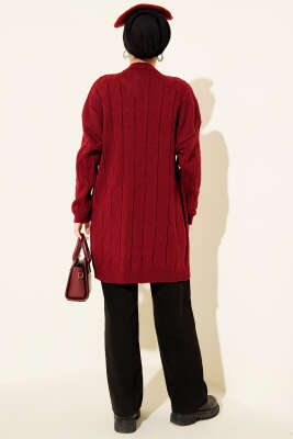 Baklava Kabartma Salaş Triko Tunik Bordo - Tunik