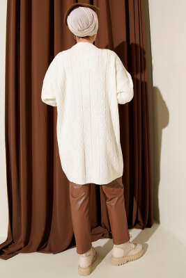 Baklava Kabartma Salaş Triko Tunik Ekru - Tunik