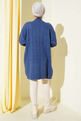 Baklava Kabartma Salaş Triko Tunik İndigo - Tunik