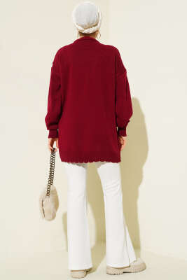 Baklava Kabartma Triko Tunik Bordo - Tunik