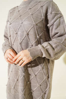 Baklava Kabartma Triko Tunik Bronz - Tunik