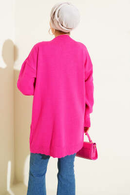 Baklava Kabartma Triko Tunik Fuşya - Tunik