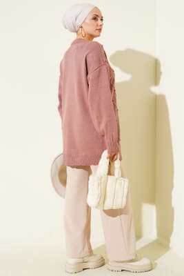 Baklava Kabartma Triko Tunik Gül Kurusu - Tunik