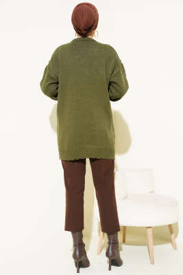 Baklava Kabartma Triko Tunik Haki - Tunik
