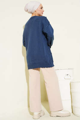 Baklava Kabartma Triko Tunik İndigo - Tunik