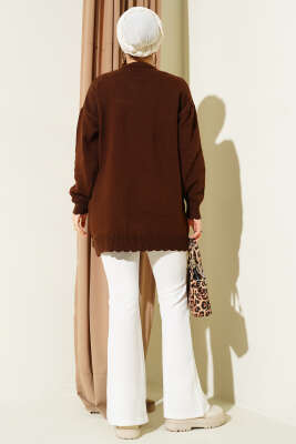 Baklava Kabartma Triko Tunik Kahve - Tunik