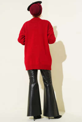 Baklava Kabartma Triko Tunik Kırmızı - Tunik