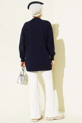 Baklava Kabartma Triko Tunik Lacivert - Tunik