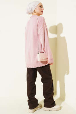 Baklava Kabartma Triko Tunik Pudra - Tunik