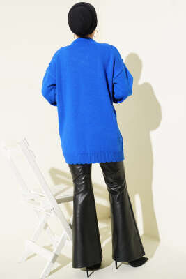 Baklava Kabartma Triko Tunik Saks - Tunik