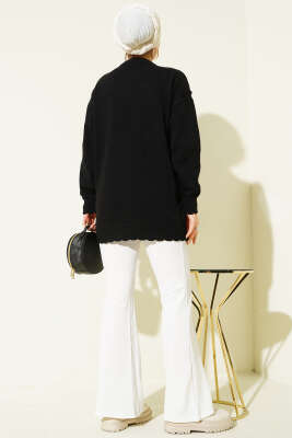 Baklava Kabartma Triko Tunik Siyah - Tunik