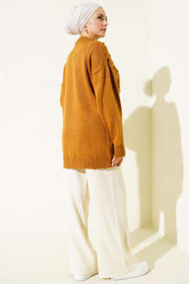 Baklava Kabartma Triko Tunik Taba - Tunik