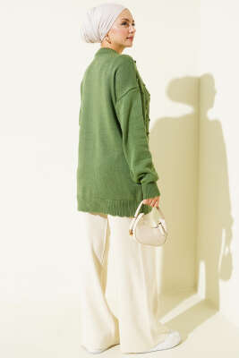 Baklava Kabartma Triko Tunik Yeşil - Tunik