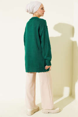 Baklava Kabartma Triko Tunik Zümrüt - Tunik