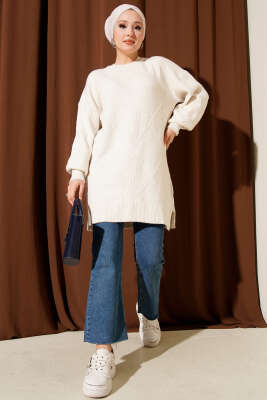 Baklava Kabartma Yumoş Triko Tunik Taş - Tunik