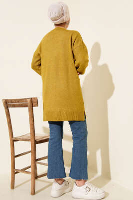 Baklava Kabartma Yumoş Triko Tunik Yağ Yeşili - Tunik