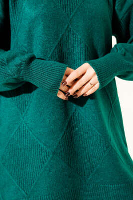 Baklava Kabartmalı Yumoş Triko Tunik Nefti - Tunik