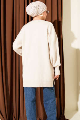 Baklava Kabartmalı Yumoş Triko Tunik Taş - Tunik