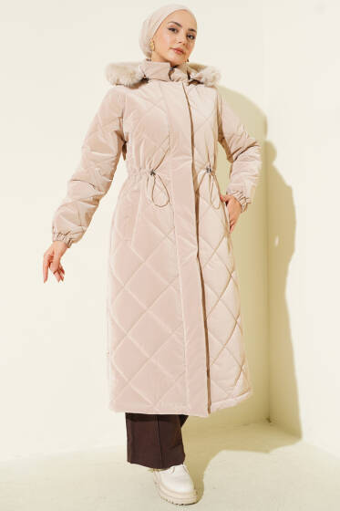 Baklava Kapitone Bel Tünelli Uzun Mont Bej - Mont