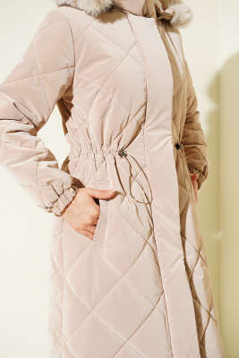 Baklava Kapitone Bel Tünelli Uzun Mont Bej - Mont