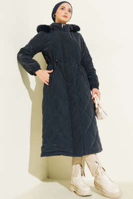 Baklava Kapitone Bel Tünelli Uzun Mont Lacivert - AYSEMA