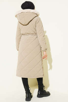 Baklava Kapitone Kapüşonlu Mont Vizon - Mont