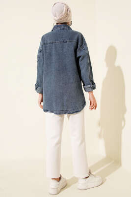 Baklava Taşlı Kot Ceket Kot Mavisi - Ceket