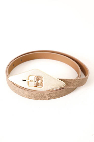 Baklava Tokalı Kemer Bej - Deri Kemer