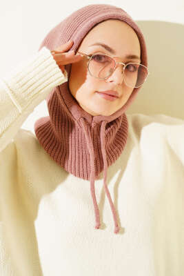 Balaklava Örgü Bere Gül Kurusu 